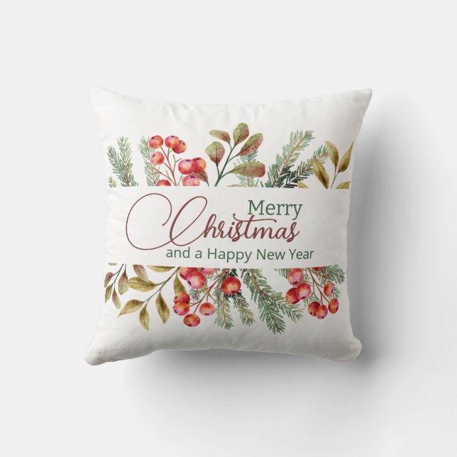 Cojín Decorativo Navidades Elegante acuarela (Reverso)