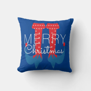 Cojín Decorativo Navidades Elf Red Blue Script Snowflake