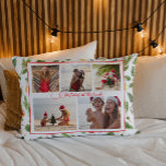 Cojín Decorativo Navidades En El Collage de fotos Beach 5 Moderno<br><div class="desc">El Cojín decorativo de Acentos Modernos del Collage de fotos The Beach 5 ofrece un collage de fotos de cinco de tus fotos favoritas con tu texto personalizado en el centro en un elegante guión de caligrafía roja sobre un fondo blanco rodeado por un patrón festivo de Navidades de vegetación...</div>