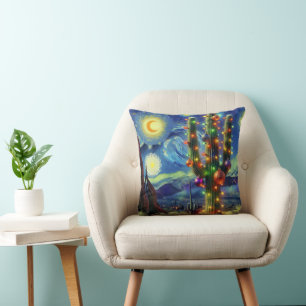 Cojín Decorativo Navidades en el desierto Saguaro Cactus al suroest