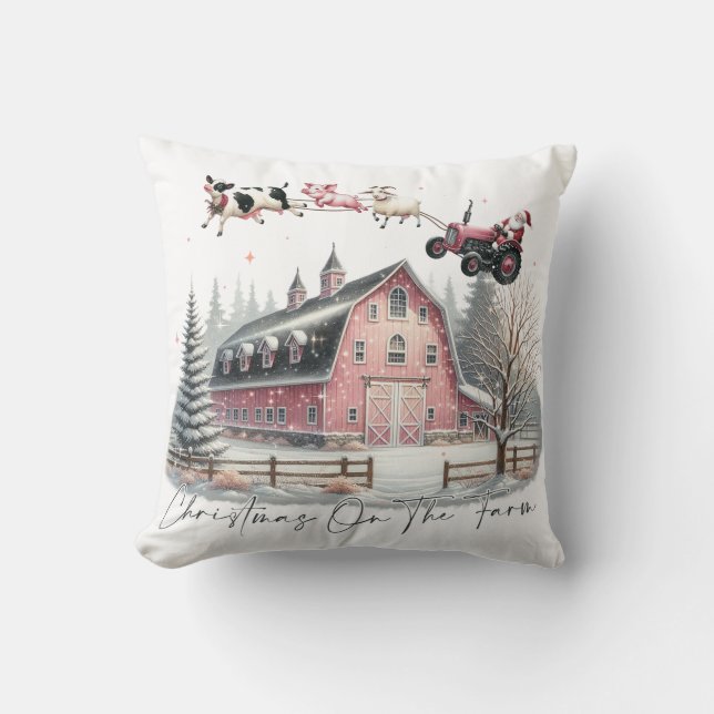 Cojín Decorativo Navidades en la granja, Feliz Navidad (Anverso)