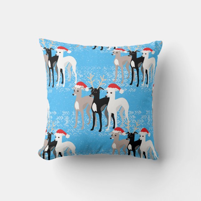 Cojín Decorativo Navidades enmascaran los Greyhounds italianos en l (Anverso)