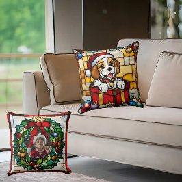 Cojín Decorativo Navidades envueltos Cachorro Faux Vidrio Manchado