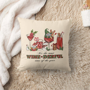 Cojín Decorativo Navidades escandinavos íntimos con vidrio de vino