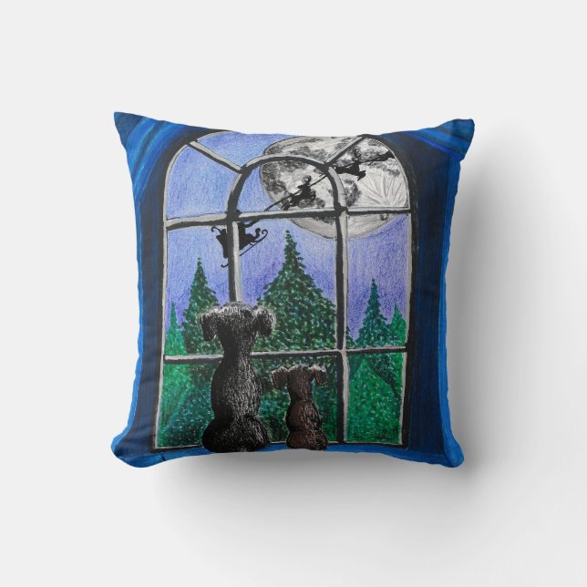 Cojín Decorativo navidades "esperando a santa" perros espinosos (Anverso)