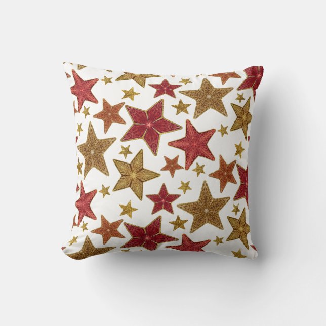 Cojín Decorativo Navidades estrella Red Gold Modern Rustic Farmhous (Anverso)