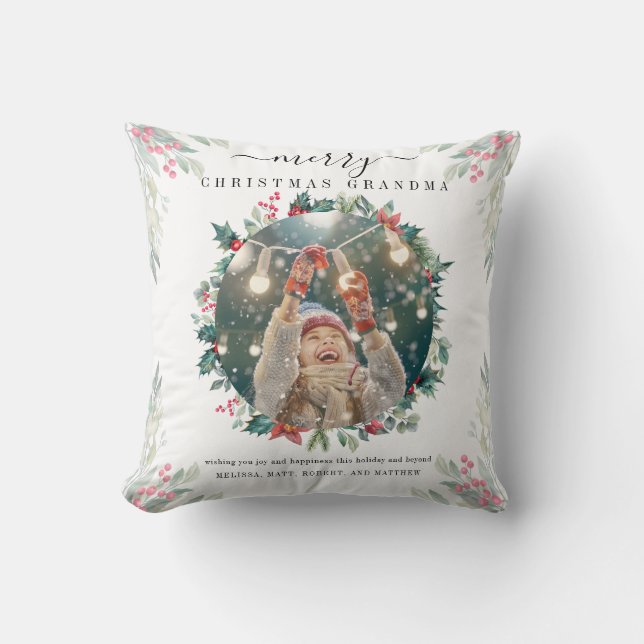 Cojín Decorativo Navidades Familia Foto Abuela Keepsake (Anverso)