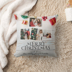 Cojín Decorativo navidades familiares simples y elegantes de madera