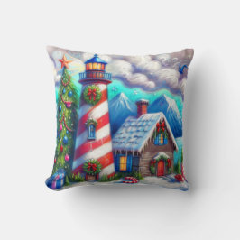Cojín Decorativo Navidades faro montaña costera náutica