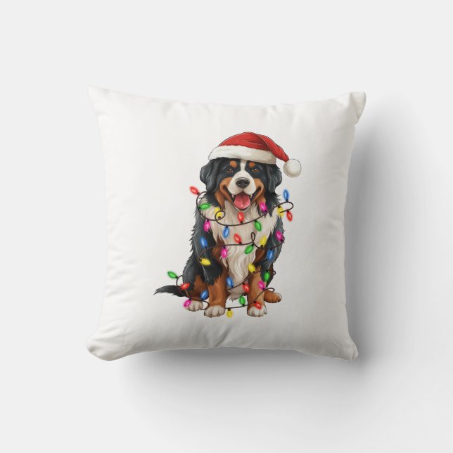 Cojín Decorativo Navidades felices Bernese Mountain Dog Santa Hat (Anverso)