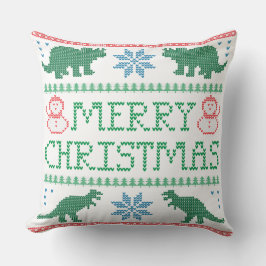 Cojín Decorativo Navidades feos de dinosaurios Suéter Pillow 20" x 