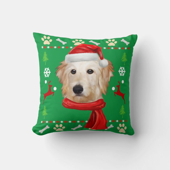 Cojín Decorativo Navidades feos de Goldendoodle Dog (Anverso)