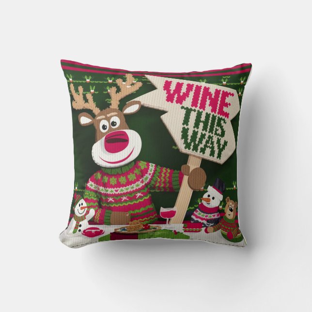 Cojín Decorativo Navidades feos suéter reno y amigos (Anverso)