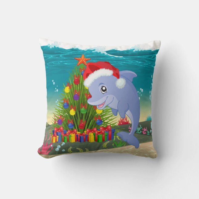 Cojín Decorativo Navidades festivos delfines algas (Anverso)