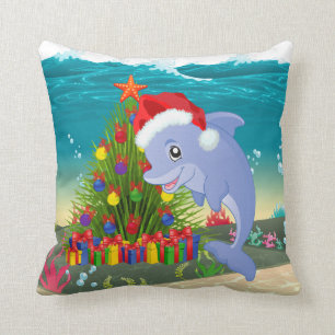 Cojín Decorativo Navidades festivos delfines algas