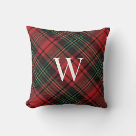 Cojín Decorativo Navidades festivos Holiday Tartán Plaid + Monogram
