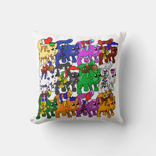 Cojín Decorativo Navidades festivos Jolly Meowy gatos (Anverso)
