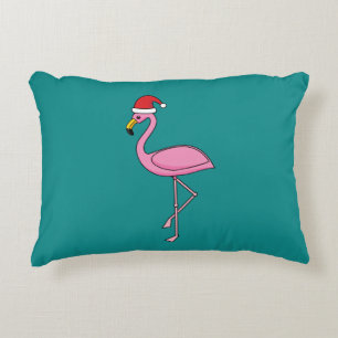 Cojín Decorativo Navidades Flamingo con Santa Hat