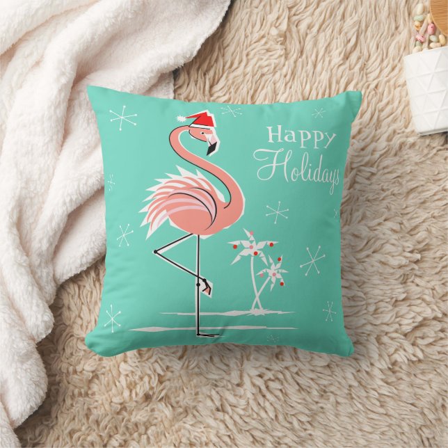 Cojín Decorativo Navidades Flamingo Felices vacaciones lanzar almoh (Manta)