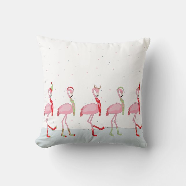 Cojín Decorativo Navidades Flamingo Rosa  (Anverso)