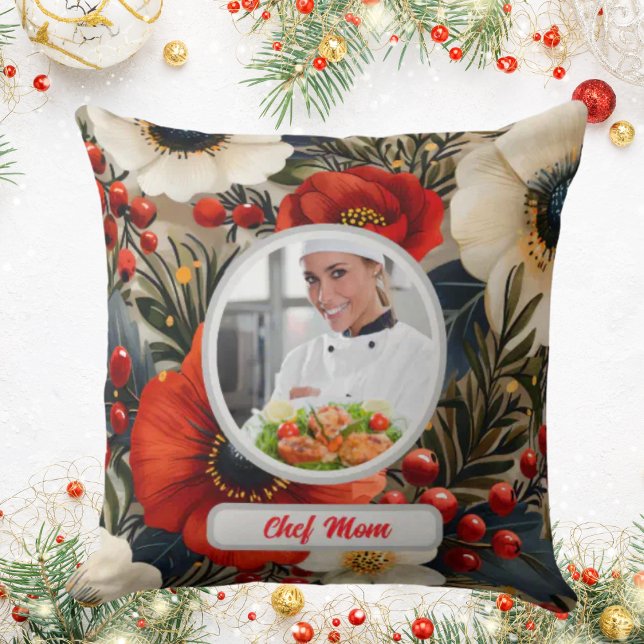 Cojín Decorativo Navidades Floral Personalizada Chef Foto De Mamá (Subido por el creador)