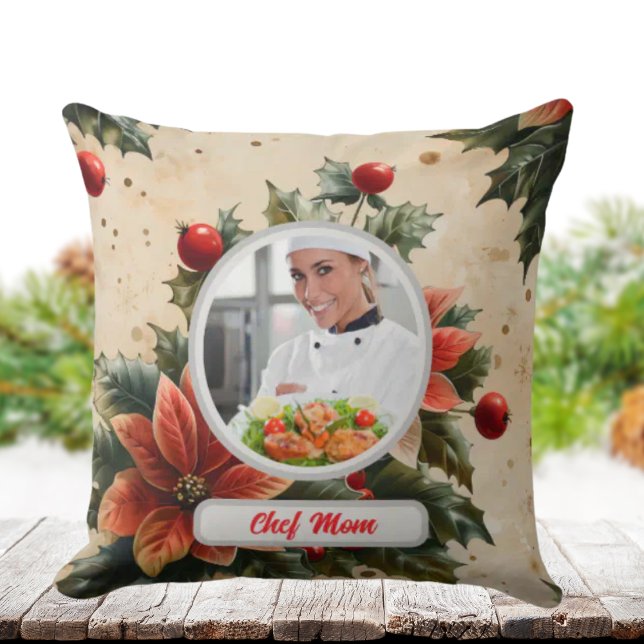 Cojín Decorativo Navidades Floral Personalizada Chef Foto De Mamá (Subido por el creador)
