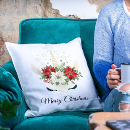 Cojín Decorativo Navidades florales Unicorn | Feliz Navidad