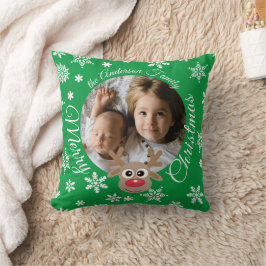 Cojín Decorativo Navidades Foto Guión Blanco Verde Ríndete lindo