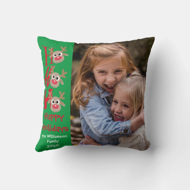 Cojín Decorativo Navidades Foto Ho Ho Ho Ho Ho Personalizado Reinde (Reverso)