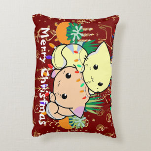 Cojín Decorativo navidades gatitos lindos, personalizar de texto pe