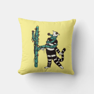 Cojín Decorativo Navidades Gato Y Cactus Xmas Extraños