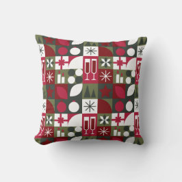 Cojín Decorativo Navidades geométricos rojos y verdes