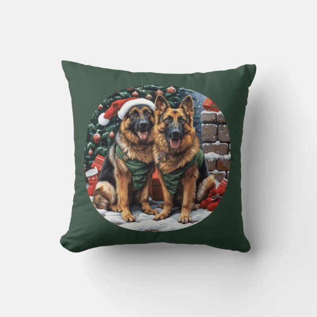 Cojín Decorativo Navidades German Shepherd Dogs (Anverso)
