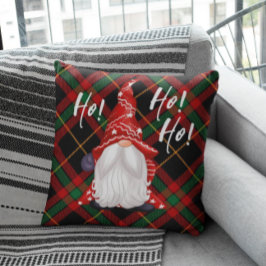 Cojín Decorativo Navidades Gnome Nórdico Verde Rojo Y Plata Negra
