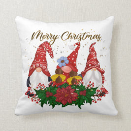 Cojín Decorativo Navidades Gnomes Poinsettia Whimsical Woodland