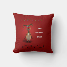 Cojín Decorativo Navidades graciosos reno con nariz roja