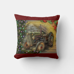 Cojín Decorativo Navidades Granja Tractor Con Árbol De Navidad