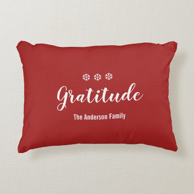 Cojín Decorativo Navidades Gratitud Personalizado Rojo Acento Almoh (Anverso)