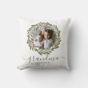 Cojín Decorativo Navidades Green Berry Wreath Foto personalizada