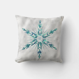 Cojín Decorativo Navidades Green Verde azulado Snowflake Sparkle