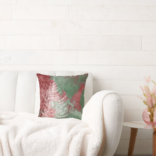 Cojín Decorativo Navidades Grunge   Árbol XMas verde y blanco rojo