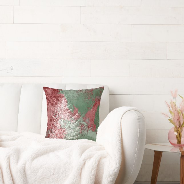 Cojín Decorativo Navidades Grunge | Árbol XMas verde y blanco rojo (Sofá)