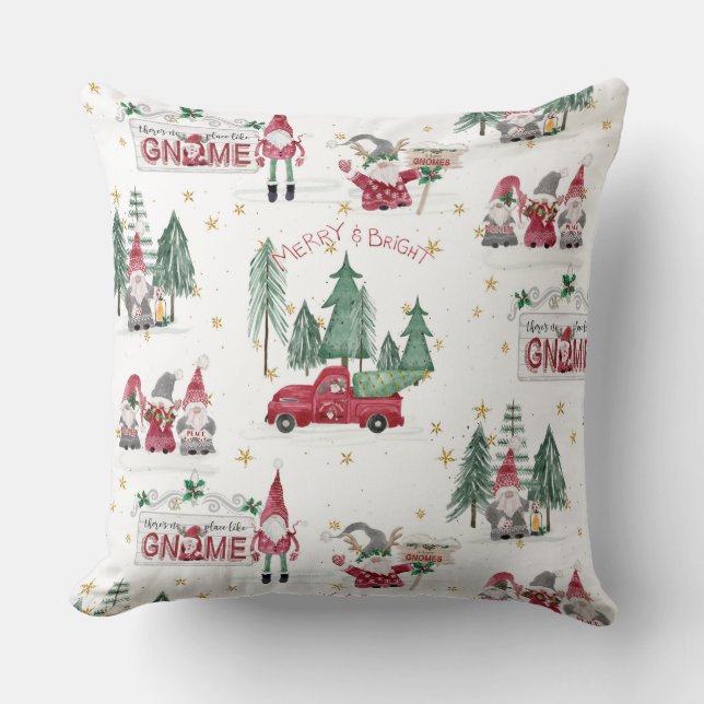 Cojín Decorativo Navidades guapos gnomes Red Truck Forest Trees Hol (Anverso)