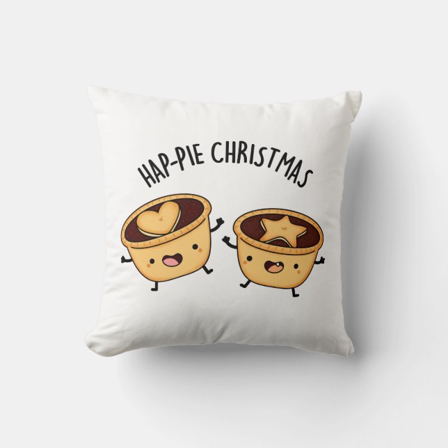 Cojín Decorativo Navidades Hap-pie Navidades divertidos Pie Pun (Anverso)