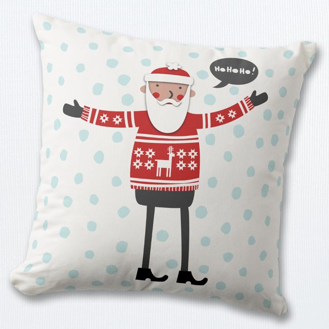 Cojín Decorativo Navidades Hipster Santa (Hipster Santa in skinny jeans Christmas pillow)