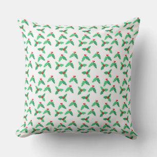 Cojín Decorativo Navidades Holly, Holly Leaves y Berries Pillow