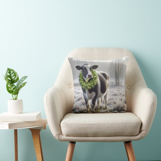 Cojín Decorativo Navidades Holstein Vaca con guirnalda (Silla)