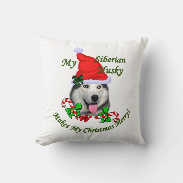 Cojín Decorativo Navidades Husky Siberiano (Anverso)