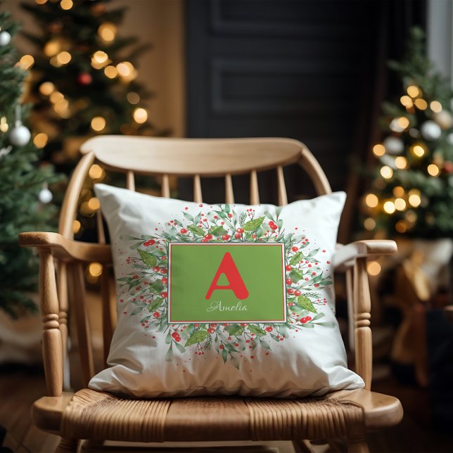 Cojín Decorativo Navidades iniciales berrie verde rojo (Subido por el creador)