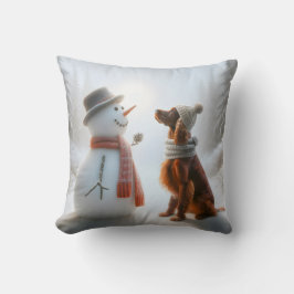 Cojín Decorativo Navidades irlandeses sentados con hombre de nieve
